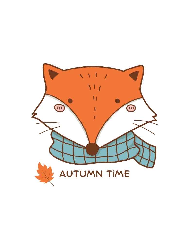 Orange Illustrated Autumn Fox T-shirt
