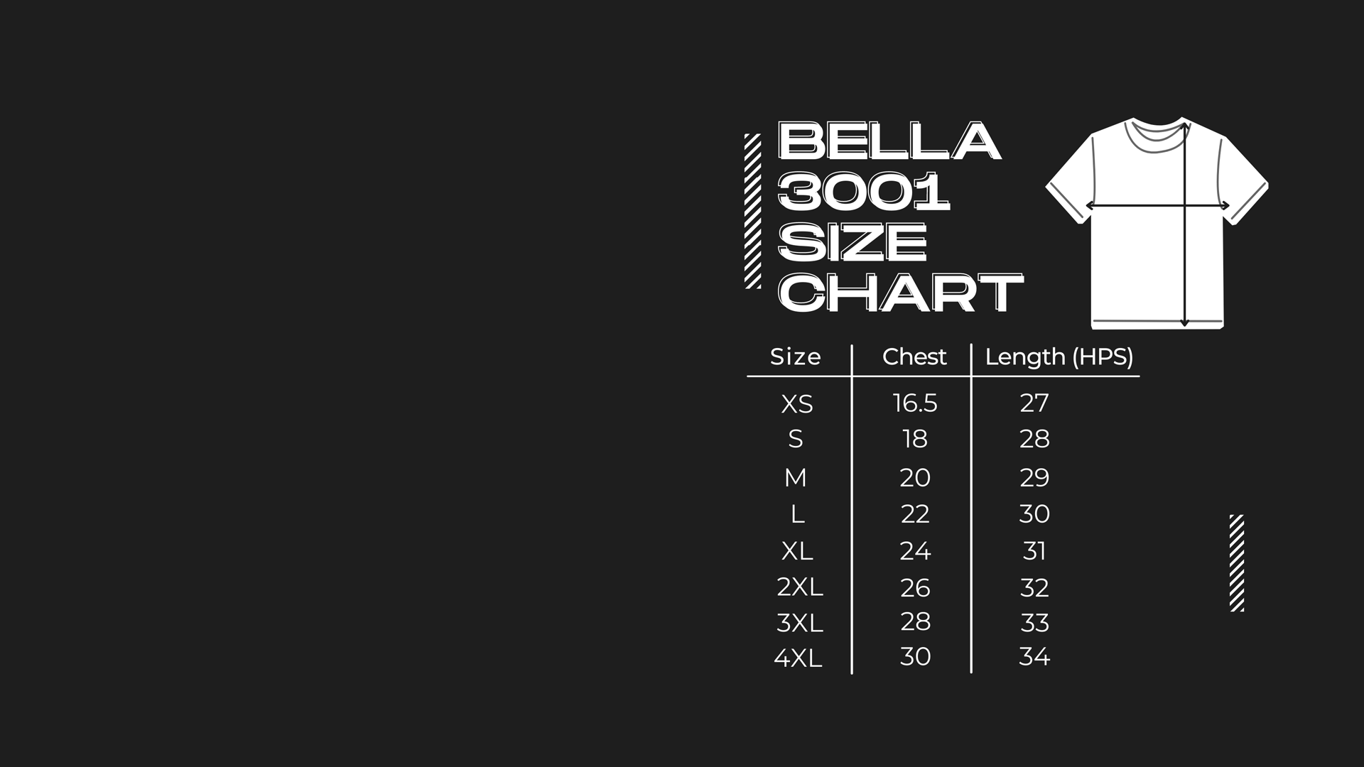 Bella Canvas Sizing Chart header