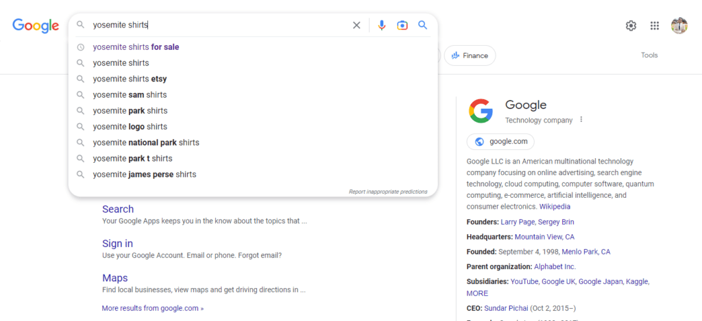 google autocomplete